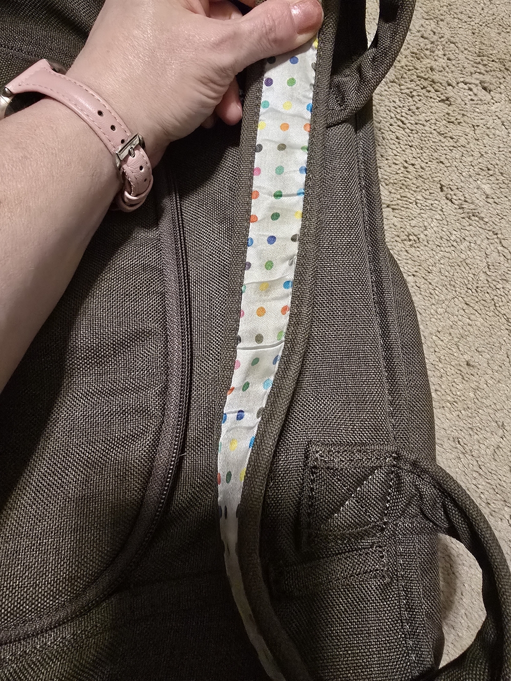Olive Canvas Green Laptop Tote Multicolor Polka Dot Interior By OGIO - Picture 9 of 11